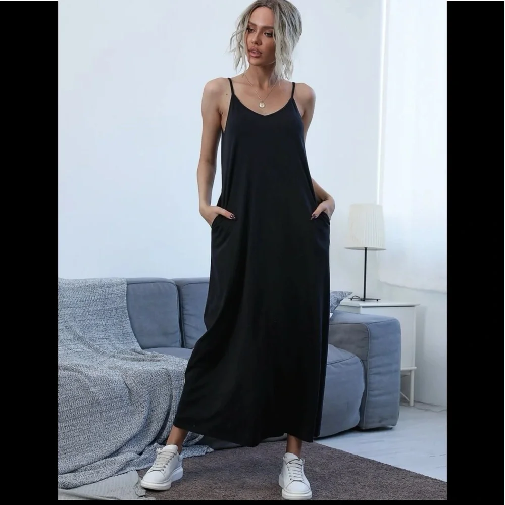 NWOT Slant pocket solid cami dress - Picture 1 of 9